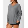 imageTrendy Queen Oversized Tshirts for Women Workout Plus Size Gym Tops V Neck Long Sleeve T Shirts Spring Casual Basic TeesLight Grey