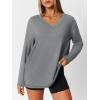 imageTrendy Queen Oversized Tshirts for Women Workout Plus Size Gym Tops V Neck Long Sleeve T Shirts Spring Casual Basic TeesLight Grey