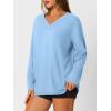 imageTrendy Queen Oversized Tshirts for Women Workout Plus Size Gym Tops V Neck Long Sleeve T Shirts Spring Casual Basic TeesSky Blue
