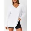 imageTrendy Queen Oversized Tshirts for Women Workout Plus Size Gym Tops V Neck Long Sleeve T Shirts Spring Casual Basic TeesWhite