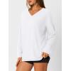 imageTrendy Queen Oversized Tshirts for Women Workout Plus Size Gym Tops V Neck Long Sleeve T Shirts Spring Casual Basic TeesWhite