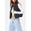imageTrendy Queen Puffer Vest Women Sleeveless Winter Outerwear Warm Puffer Lightweight Fashion Standup Collar Down VestBlack