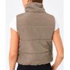 imageTrendy Queen Puffer Vest Women Sleeveless Winter Outerwear Warm Puffer Lightweight Fashion Standup Collar Down VestKhaki
