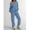 imageTrendy Queen Sweatsuits Women 2 Piece Outfits Two Piece Crewneck Sweatshirts Sets Lounge Fall Sweatpants 2025 TracksuitsGreyblue