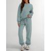 imageTrendy Queen Sweatsuits Women 2 Piece Outfits Two Piece Crewneck Sweatshirts Sets Lounge Fall Sweatpants 2025 TracksuitsLightgreen