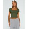 imageTrendy Queen Tshirts Shirts for Women Double Lined Going Out Crop Tops 2025 Spring Summer Workout Y2k Clothes Beach FashionArmygreen