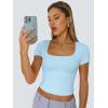 imageTrendy Queen Tshirts Shirts for Women Double Lined Going Out Crop Tops 2025 Spring Summer Workout Y2k Clothes Beach FashionBabyblue