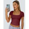 imageTrendy Queen Tshirts Shirts for Women Double Lined Going Out Crop Tops 2025 Spring Summer Workout Y2k Clothes Beach FashionBurgundy