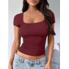 imageTrendy Queen Tshirts Shirts for Women Double Lined Going Out Crop Tops 2025 Spring Summer Workout Y2k Clothes Beach FashionBurgundy