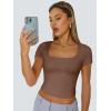 imageTrendy Queen Tshirts Shirts for Women Double Lined Going Out Crop Tops 2025 Spring Summer Workout Y2k Clothes Beach FashionCoffee