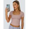 imageTrendy Queen Tshirts Shirts for Women Double Lined Going Out Crop Tops 2025 Spring Summer Workout Y2k Clothes Beach FashionCoffeegrey