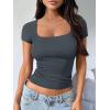 imageTrendy Queen Tshirts Shirts for Women Double Lined Going Out Crop Tops 2025 Spring Summer Workout Y2k Clothes Beach FashionDarkgrey
