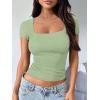 imageTrendy Queen Tshirts Shirts for Women Double Lined Going Out Crop Tops 2025 Spring Summer Workout Y2k Clothes Beach FashionGreen