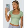 imageTrendy Queen Tshirts Shirts for Women Double Lined Going Out Crop Tops 2025 Spring Summer Workout Y2k Clothes Beach FashionGreen