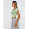 imageTrendy Queen Tshirts Shirts for Women Double Lined Going Out Crop Tops 2025 Spring Summer Workout Y2k Clothes Beach FashionGreen