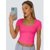 imageTrendy Queen Tshirts Shirts for Women Double Lined Going Out Crop Tops 2025 Spring Summer Workout Y2k Clothes Beach FashionNeonpink