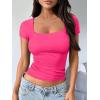 imageTrendy Queen Tshirts Shirts for Women Double Lined Going Out Crop Tops 2025 Spring Summer Workout Y2k Clothes Beach FashionNeonpink