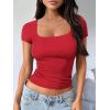imageTrendy Queen Tshirts Shirts for Women Double Lined Going Out Crop Tops 2025 Spring Summer Workout Y2k Clothes Beach FashionRed
