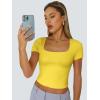 imageTrendy Queen Tshirts Shirts for Women Double Lined Going Out Crop Tops 2025 Spring Summer Workout Y2k Clothes Beach FashionYellow