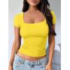 imageTrendy Queen Tshirts Shirts for Women Double Lined Going Out Crop Tops 2025 Spring Summer Workout Y2k Clothes Beach FashionYellow