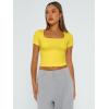 imageTrendy Queen Tshirts Shirts for Women Double Lined Going Out Crop Tops 2025 Spring Summer Workout Y2k Clothes Beach FashionYellow