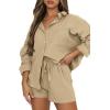 imageTrendy Queen Two Piece Sets For Women Summer Short Sets Beach Vcation Lounge Pajama 2 Piece Spring Outfits Fashion 2025Apricot