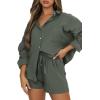 imageTrendy Queen Two Piece Sets For Women Summer Short Sets Beach Vcation Lounge Pajama 2 Piece Spring Outfits Fashion 2025Armygreen
