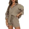 imageTrendy Queen Two Piece Sets For Women Summer Short Sets Beach Vcation Lounge Pajama 2 Piece Spring Outfits Fashion 2025Coffeegrey