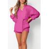 imageTrendy Queen Two Piece Sets For Women Summer Short Sets Beach Vcation Lounge Pajama 2 Piece Spring Outfits Fashion 2025Hotpink