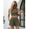 imageTrendy Queen Two Piece Summer Outfits 2 Piece Sets 2025 Sleeveless Matching Lounge Crop Top High Waisted ShortArmygreen