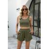 imageTrendy Queen Two Piece Summer Outfits 2 Piece Sets 2025 Sleeveless Matching Lounge Crop Top High Waisted ShortArmygreen