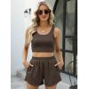 imageTrendy Queen Two Piece Summer Outfits 2 Piece Sets 2025 Sleeveless Matching Lounge Crop Top High Waisted ShortBrown