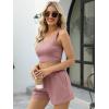 imageTrendy Queen Two Piece Summer Outfits 2 Piece Sets 2025 Sleeveless Matching Lounge Crop Top High Waisted ShortDarkpink