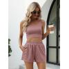 imageTrendy Queen Two Piece Summer Outfits 2 Piece Sets 2025 Sleeveless Matching Lounge Crop Top High Waisted ShortDarkpink