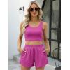 imageTrendy Queen Two Piece Summer Outfits 2 Piece Sets 2025 Sleeveless Matching Lounge Crop Top High Waisted ShortHotpink