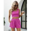 imageTrendy Queen Two Piece Summer Outfits 2 Piece Sets 2025 Sleeveless Matching Lounge Crop Top High Waisted ShortHotpink