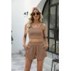 imageTrendy Queen Two Piece Summer Outfits 2 Piece Sets 2025 Sleeveless Matching Lounge Crop Top High Waisted ShortKhaki