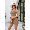 imageTrendy Queen Two Piece Summer Outfits 2 Piece Sets 2025 Sleeveless Matching Lounge Crop Top High Waisted ShortKhaki
