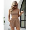imageTrendy Queen Two Piece Summer Outfits 2 Piece Sets 2025 Sleeveless Matching Lounge Crop Top High Waisted ShortKhaki