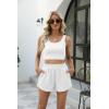 imageTrendy Queen Two Piece Summer Outfits 2 Piece Sets 2025 Sleeveless Matching Lounge Crop Top High Waisted ShortWhite