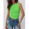 imageTrendy Queen Women Going Out Summer Tank Tops Spring Casual Basic Cute 2025 Sleeveless Shirt Vacation Fashion Outfit ClothesGrassgreen