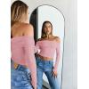 imageTrendy Queen Women Long Sleeve Shirts Off Shoulder Tops Going Out Crop Sexy Slim Fitted Y2K Fall Outfits 2025 Fashion ClothesPink