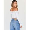 imageTrendy Queen Women Long Sleeve Shirts Off Shoulder Tops Going Out Crop Sexy Slim Fitted Y2K Fall Outfits 2025 Fashion ClothesWhite