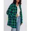 imageTrendy Queen Women Shackets Long Sleeve Flannel Shirts Button Down Blouse Plaid Tops Fall Outfits Fashion Winter Jackets 2025Green