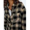 imageTrendy Queen Women Shackets Long Sleeve Flannel Shirts Button Down Blouse Plaid Tops Fall Outfits Fashion Winter Jackets 2025Khaki