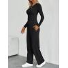imageTrendy Queen Womens 2 Piece Lounge Sets Long Sleeve Slightly Crop Top Wide Leg Pants Casual Sweatsuit Matching OutfitsBlack
