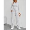 imageTrendy Queen Womens 2 Piece Lounge Sets Long Sleeve Slightly Crop Top Wide Leg Pants Casual Sweatsuit Matching OutfitsGray