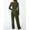 imageTrendy Queen Womens 2 Piece Matching Lounge Set Long Sleeve Slightly Crop Top Wide Leg Pants Casual SweatsuitArmy Green