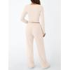 imageTrendy Queen Womens 2 Piece Matching Lounge Set Long Sleeve Slightly Crop Top Wide Leg Pants Casual SweatsuitBeige