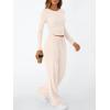 imageTrendy Queen Womens 2 Piece Matching Lounge Set Long Sleeve Slightly Crop Top Wide Leg Pants Casual SweatsuitBeige